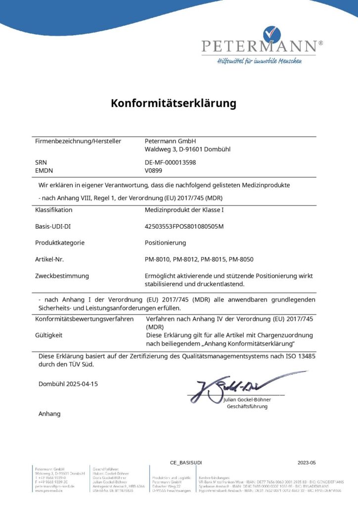 Konformitätserklärung Positionierungskeile